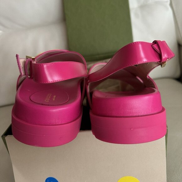 NEW GUCCI SANDALS PINK LEATHER SIZE 38.5 EU 100% Authentic - Picture 6 of 10